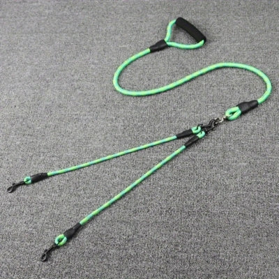 laisse double pour chien motif ondulé vert