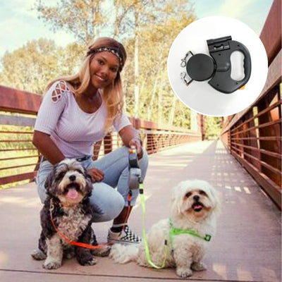 laisse double pour chien maĂźtre heureuse Shih tzu