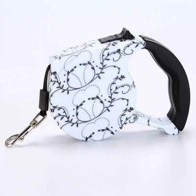 laisse pour chien enrouleur motifs fleurs minimalistes