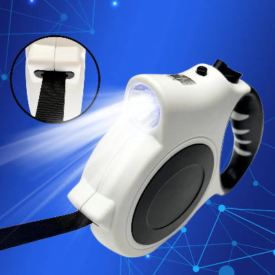 laisse rétractable chien blanche lumière LED