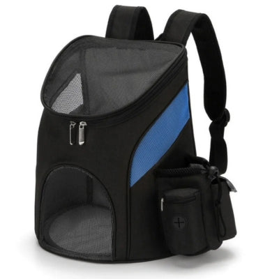 sac a dos chien noir bleu à bretelles