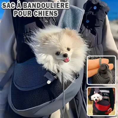 sac a dos chiens noir gris bandoulière