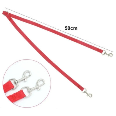 laisse double pour chien coupleur 50cm rouge