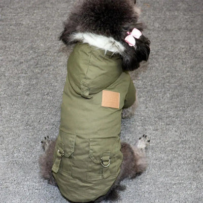 manteau chien vert armée Caniche toy 