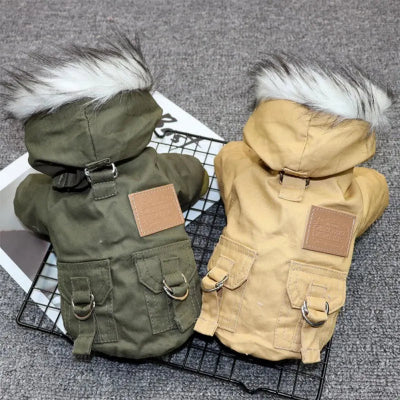 manteau chien vert kaki
