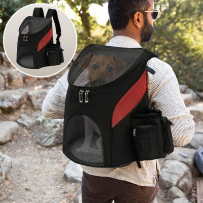 sac a dos chien noir rouge homme promenade